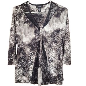 Alfani Black and White Patterned Top M